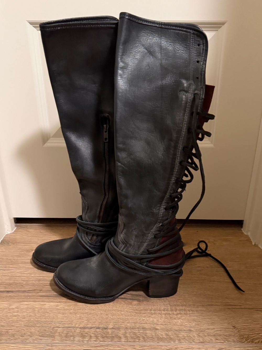 Freebird by Steven Black Tall Lace-Up Riding Boots